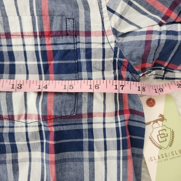 Class Club Boy's Short Sleeve Plad Button down shirt. Size 10/12. New. C1 - Picture 4 of 7